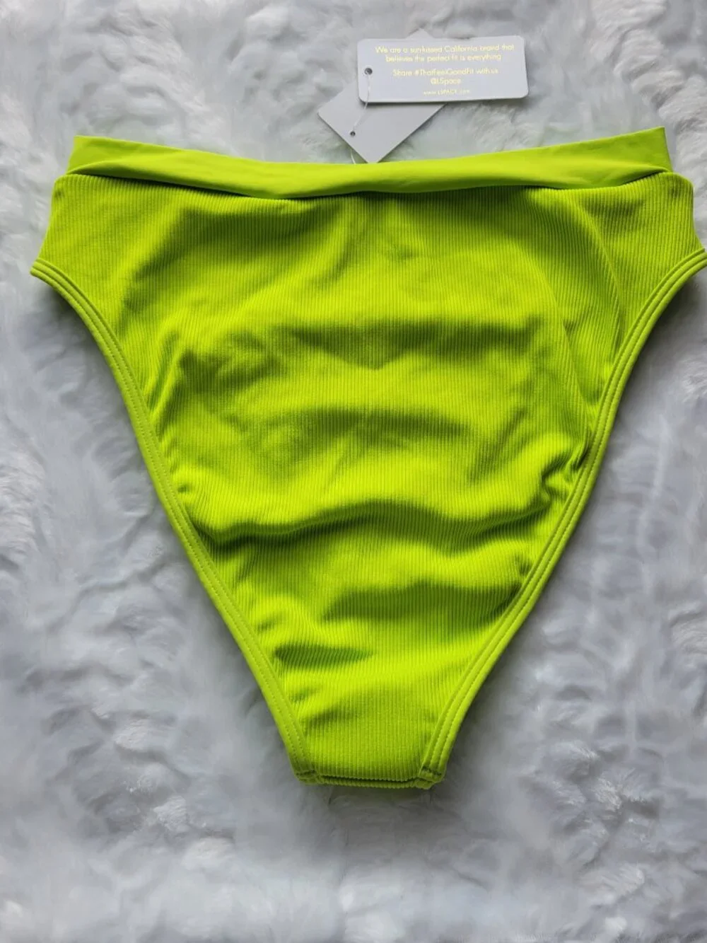 L*Space Bikini Bottom Women's Large Green Frenchi Bitsy Ribbed Swimwear NWOT